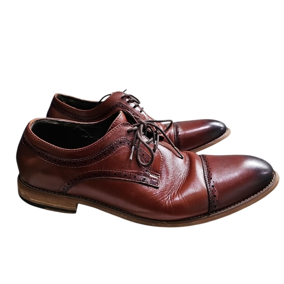 Stacy Adams 12W Brown Leather Cap Toe Oxford Dress Shoes Wide Preppy Office main image 6